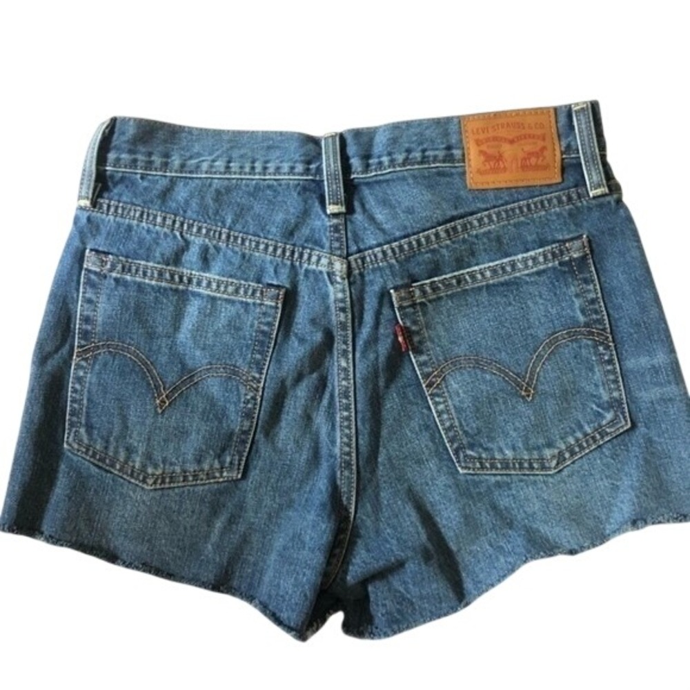Levi's 501 Original Cut Off Denim Shorts Blue Button Fly‎ Distressed - 26